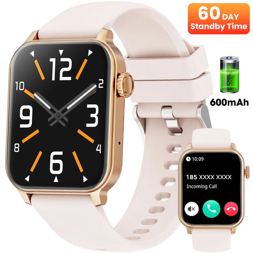 2025 New Extra Long Battery Smartwatch (Answer/Make Calls/600Mah/ 100+ Sport Modes), 1.85-Inch, with Activity Fitness Tracker, Fits for Android and Iphone Devices（Pink）